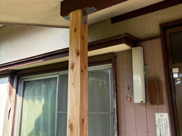 小郡市の玄関柱差し替え工事