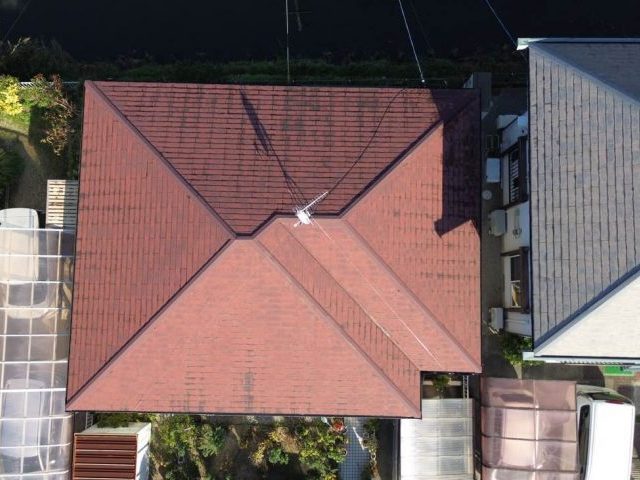 太宰府市の屋根の調査ドローン写真