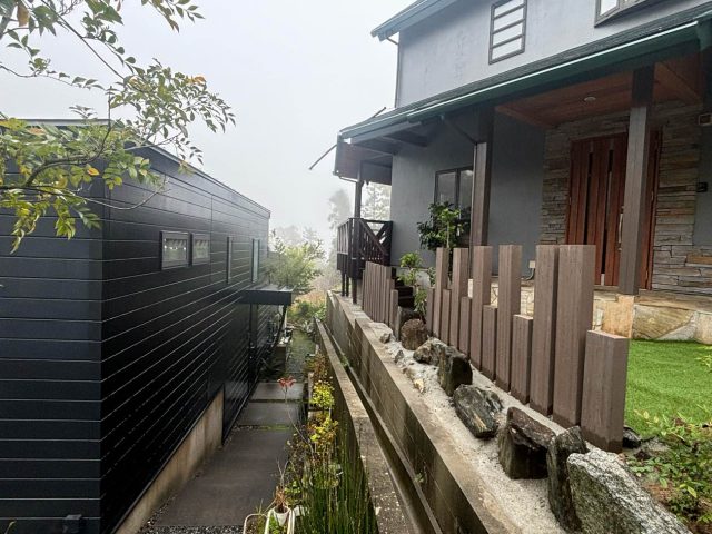 筑紫野市の別荘で雨樋現地調査