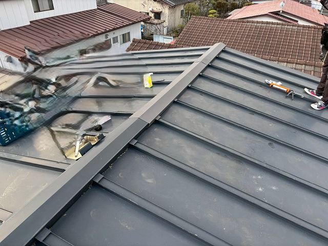 仙台市青葉区 棟板金設置工事 棟板金設置