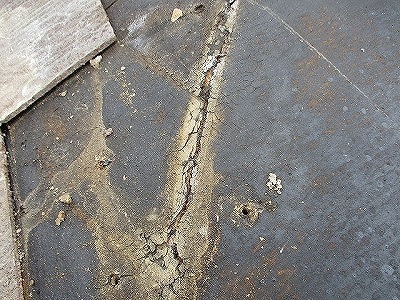 ルーフィング　ヒビ割れ　雨漏り