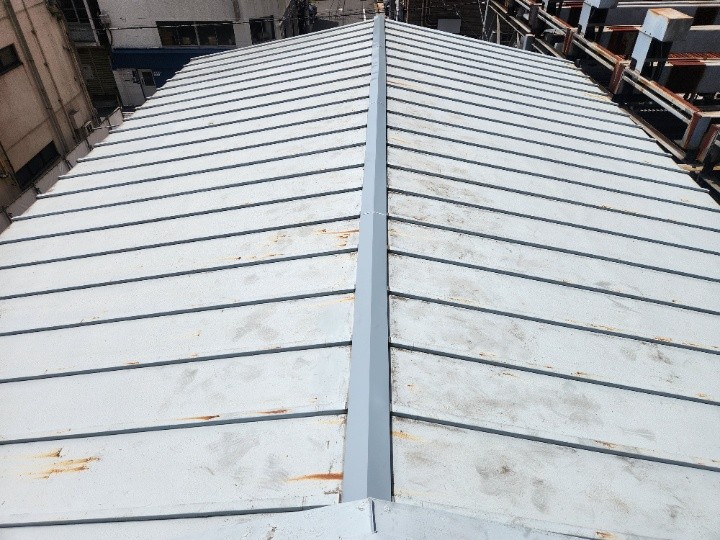 棟板金に交換工事を実施した屋根