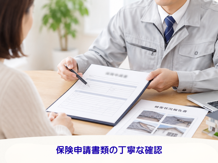 保険申請書類の丁寧な確認