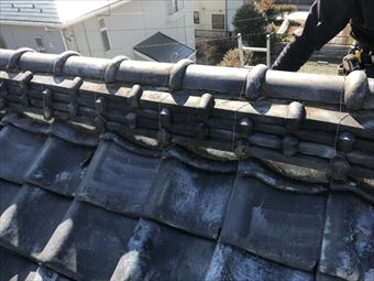 前橋市若宮町屋根瓦の棟瓦取直し後