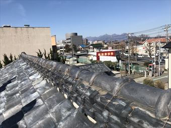 前橋市若宮町屋根瓦の棟瓦取直し後全体
