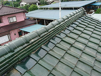 前橋市富士見町 棟瓦取り直し工事後