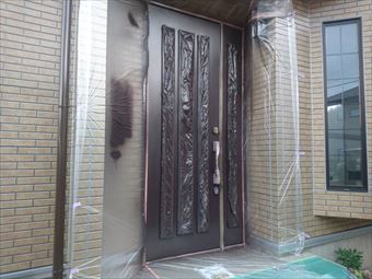 前橋市富士見町玄関ドア回りの養生