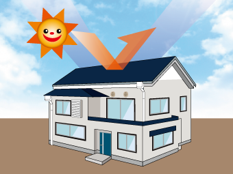 屋根色と遮熱性についてのイラスト