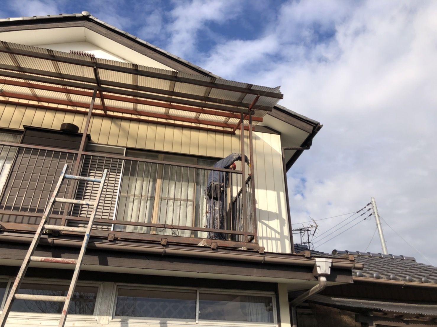 ベランダ上塗作業