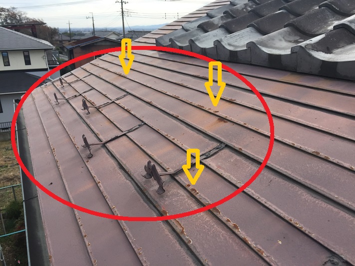 高崎市大屋根トタン錆