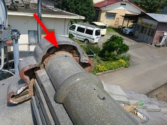 高崎市金古町鬼瓦漆喰工事前