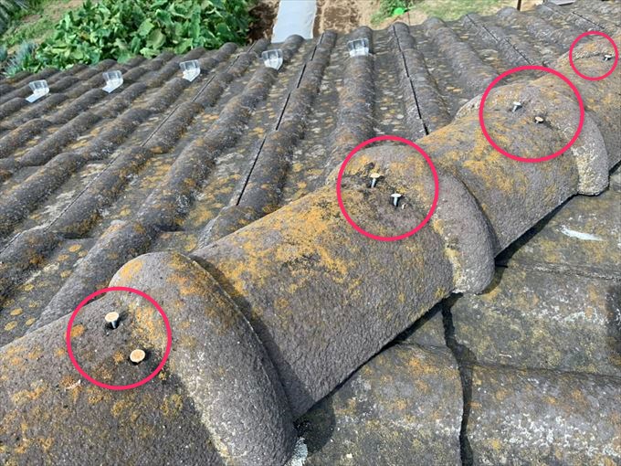 前橋市青柳町モニエル瓦クギ浮き