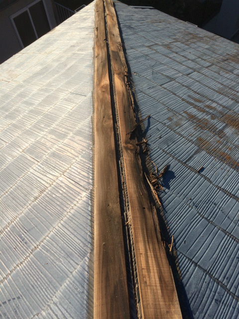 腐食した棟下地