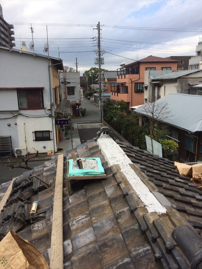 棟際瓦葺き直し