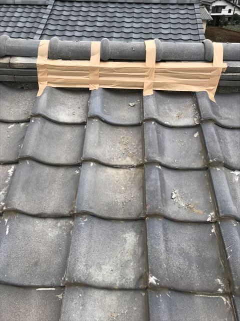 沼津市　台風被害による棟瓦の応急処置