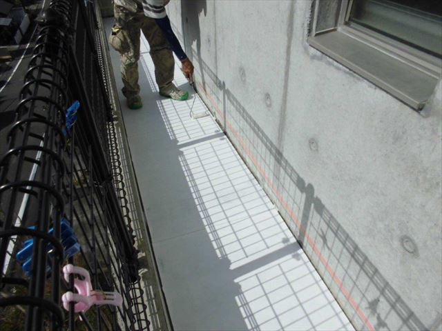 ベランダ通気緩衝シート貼り
