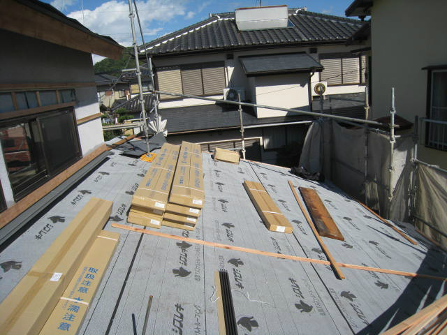 沼津市屋根ルーフィング敷き
