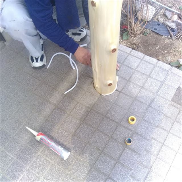 沼津市玄関屋根柱コーキング