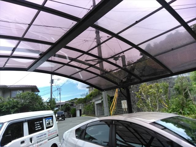 沼津市カーポート屋根交換　ポリカ