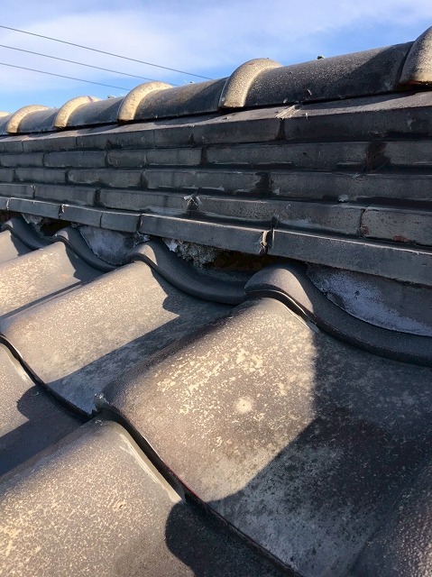 漆喰劣化　瓦屋根