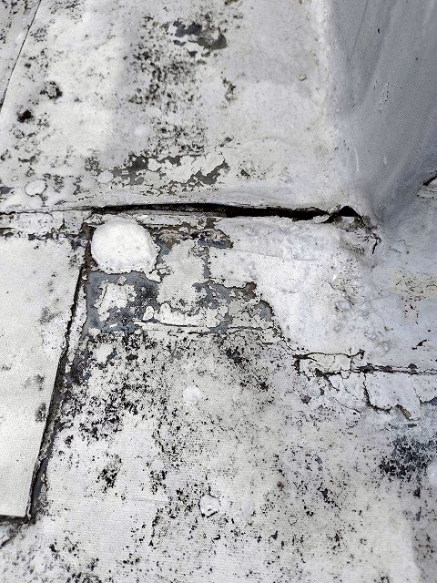 防水層ひび割れ　屋上