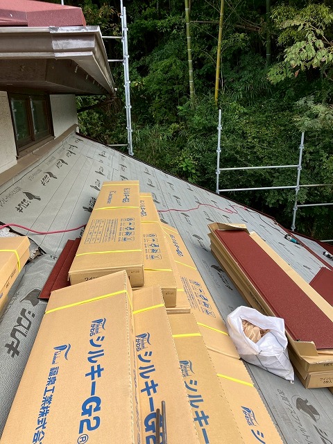 屋根設置　準備　シルキーG2