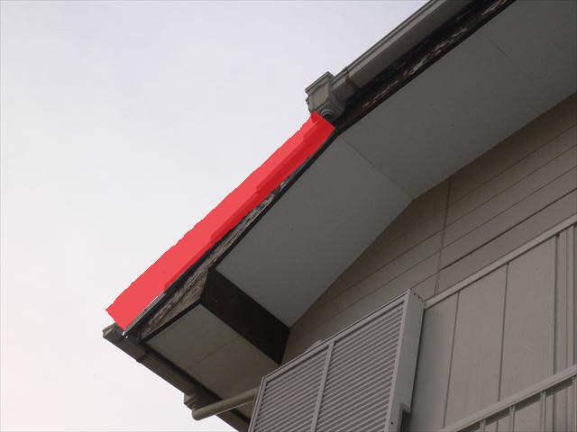 雨樋欠損区間の軒先
