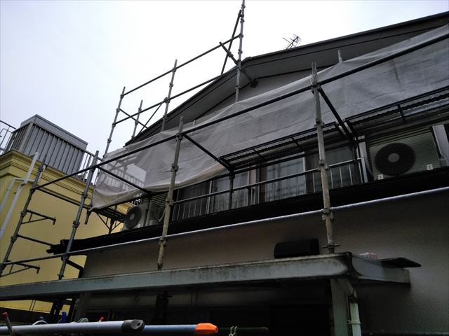 三島市軒天補修工事足場
