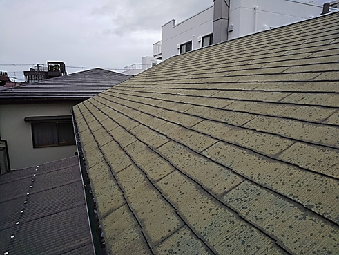 沼津雨漏りスレート色褪せ