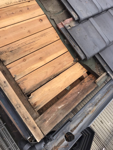 富士市瓦屋根袖瓦葺き直し