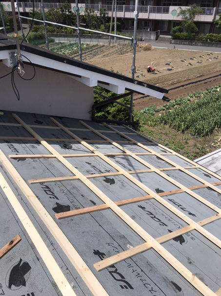 北面屋根　屋根材設置前