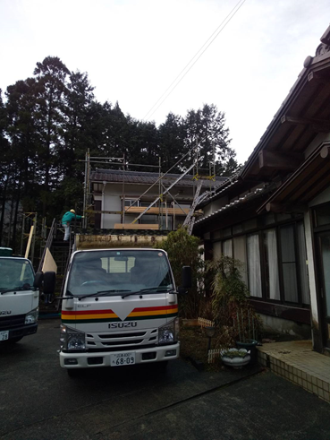 沼津市瓦屋根葺き替え足場