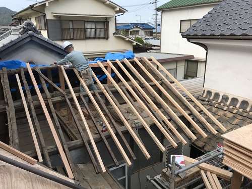 内海町雨漏り修理棟木補修③