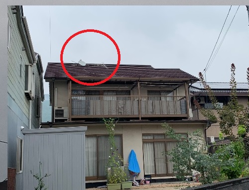 倒れたアンテナの修理