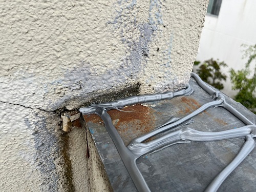 福山市ベランダ笠木補修コーキング