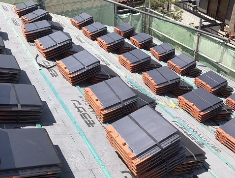 平板瓦 荷揚げ後