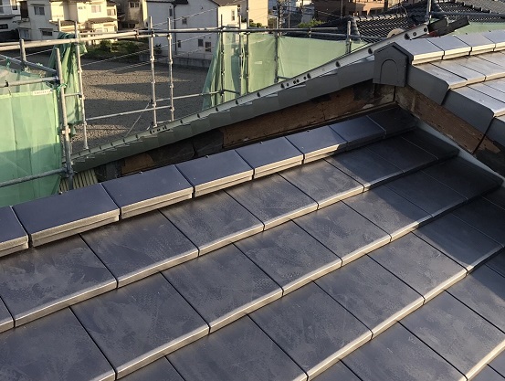 平板瓦 棟 袖 施工