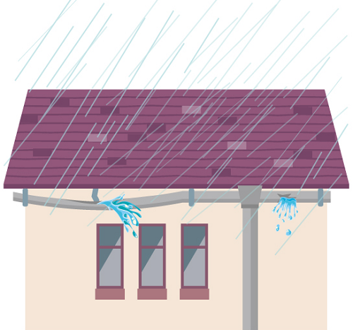 劣化した雨どいイラスト