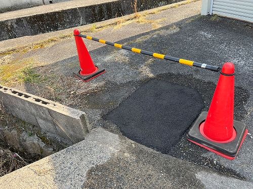 福山市にてアスファルト陥没の舗装工事