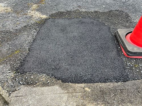 福山市にてアスファルト陥没の舗装工事