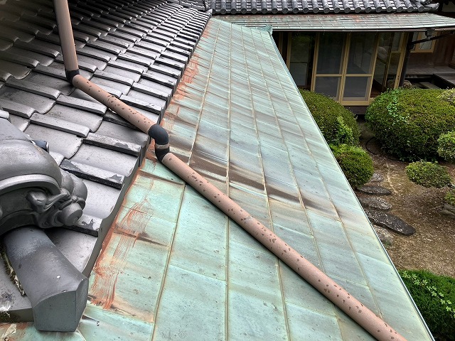 軒先銅板屋根の摩耗状況