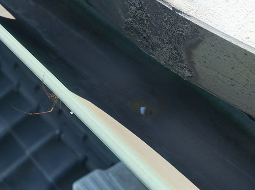 穴のあいた軒樋