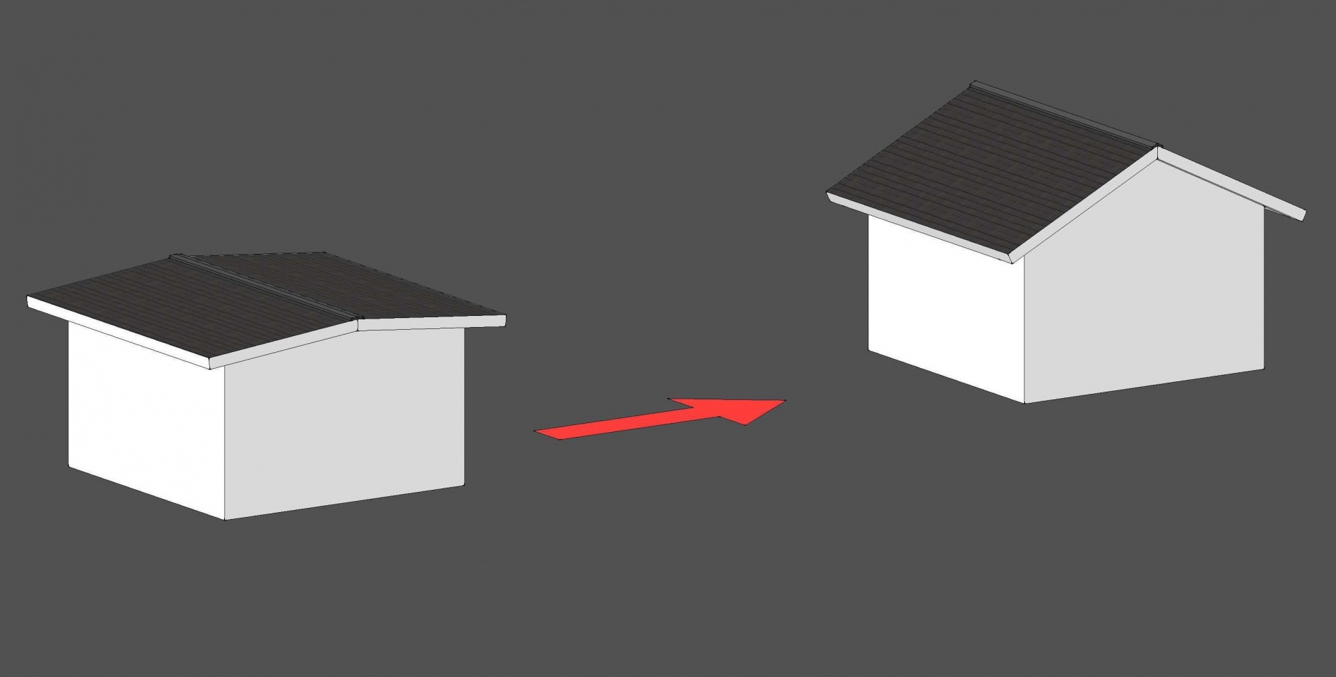 屋根葺材を変えず勾配を変える