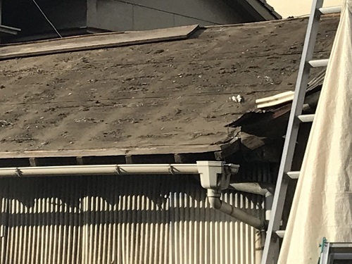 福山市屋根リフォーム工事セメント瓦撤去後