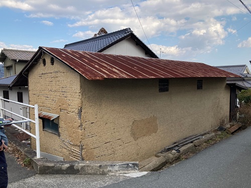 福山市農機具倉庫屋根リフォーム工事ビフォー