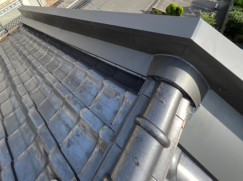 福山市の雨漏り修理で防水紙がカバーしきれていないケラバ板金補修工事西側板金交換アフター