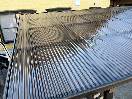 福山市カーポート屋根材取り付け工事完了