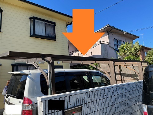 福山市台風で飛んだカーポートの屋根調査