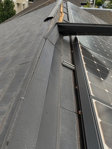 福山市台風で折れた棟板金の調査時