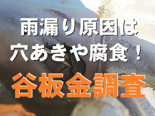 尾道市雨漏り調査で穴あきや腐食のある谷板金無料調査